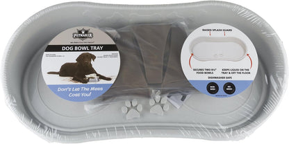 Elevated Pet Feeding Tray - 21″ X 11″ X 8.5″ Raised Dog Bowl Stand with Splash Guard and Non-Skid Feet - Comfortable Mealtime for Dogs and Cats by PETMAKER (Brown/Gray)4