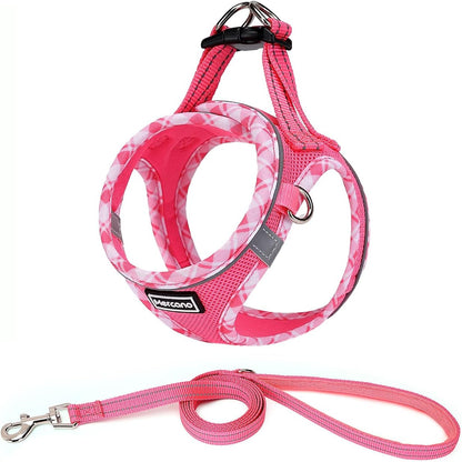 Mercano Soft Mesh Dog Harness and Leash Set, Step-In Reflective Breathable Lightweight Vest Harnesses with Safety Buckle for Small Dogs, Cats (Pink, S)17