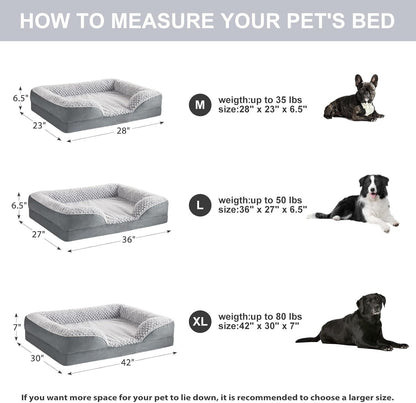 LEXTRO Orthopedic Dog Beds for Large Dogs,42X30 Inch Extra Large Dog Bed, Egg Crate Foam Bed for Large Dogs, Big Pet Bed with Washable Removable Waterproof Pillow Cover and Anti-Slip Bottom, Grey4