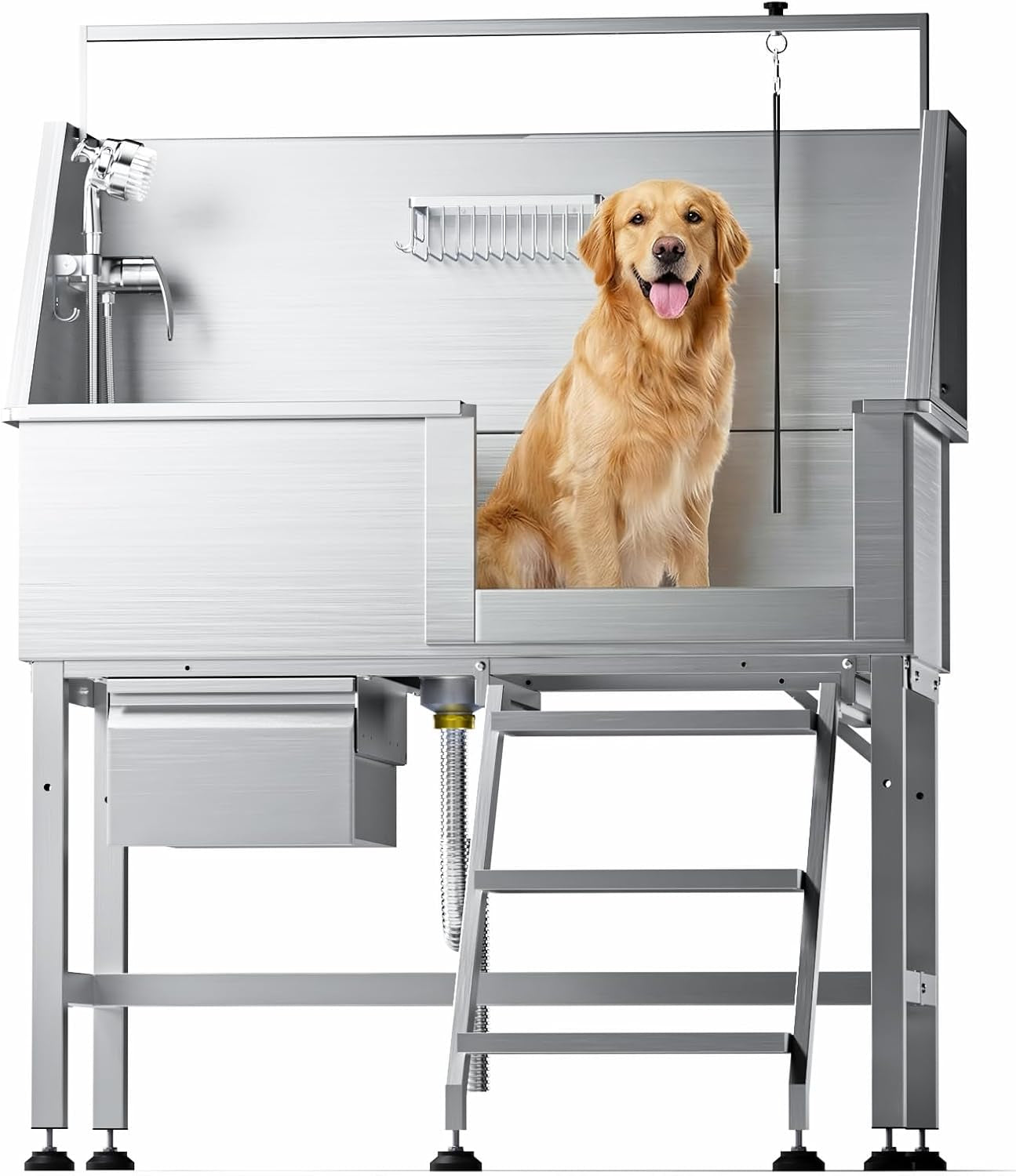 38-stainless-steel-dog-washing-station-professional-dog-bath38in-seamless-soaking-tub-non-slip-leak-proof-bottom-storage-shelf-hair-catcher-pet-grooming-for-small-medium-dogs