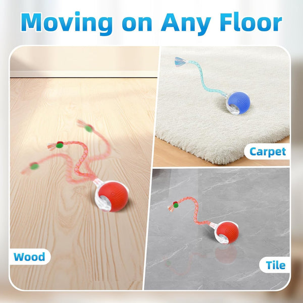 Interactive Cat Toys for Indoor Cats, Automatic Kitten Toys for Bored Indoor Adult Cats, Smart Kitten Rolling Ball Moving Balls Toy, Rechargeable Dog Cat Ball for Enrichment Exercise (Red+Blue)5