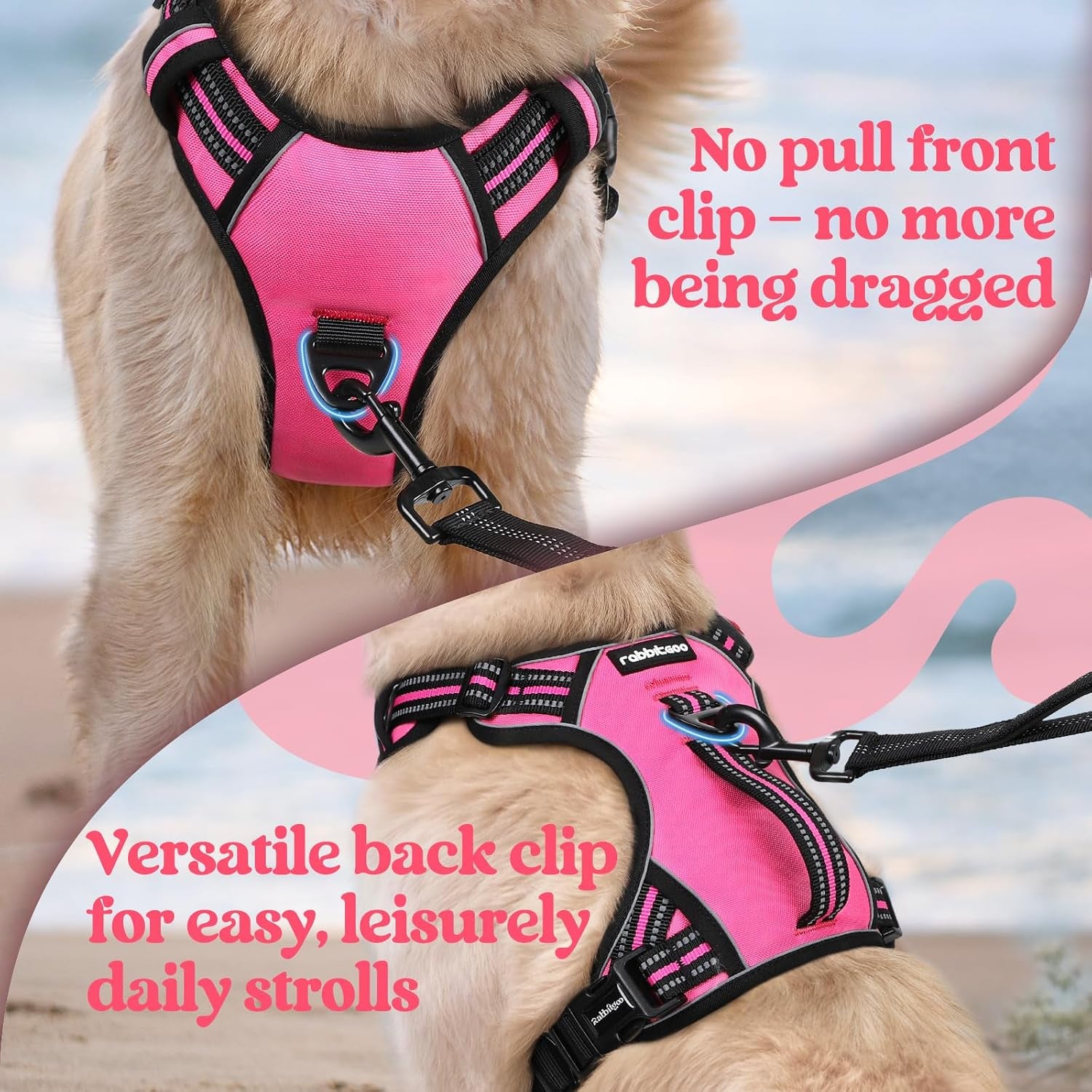 rabbitgoo-large-dog-harness-easy-wear-with-3-buckles-and-lift-handle-no-pull-with-front-clip-for-walking-adjustable-soft-padded-reflective-easy-control-pink-large
