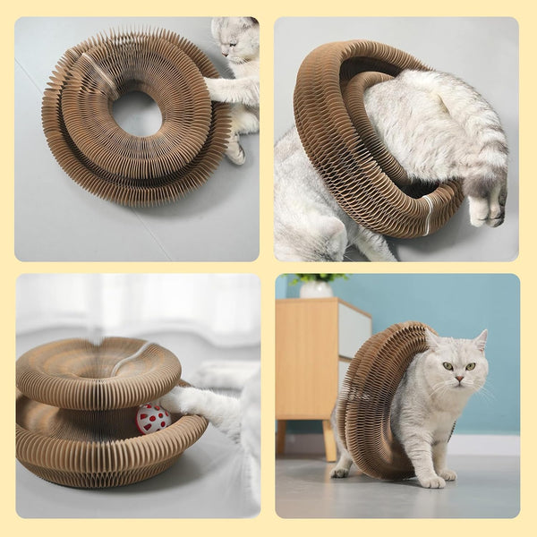Kitty Curls Cat Toy,Foldable Magic Organ Cat Toy,Magic Organ Cat Scratcher Board,Foldable Recyclable Cat Accordion Toy for Indoor Cat Playing,Interactive Scratch Pad with Toy Ball7