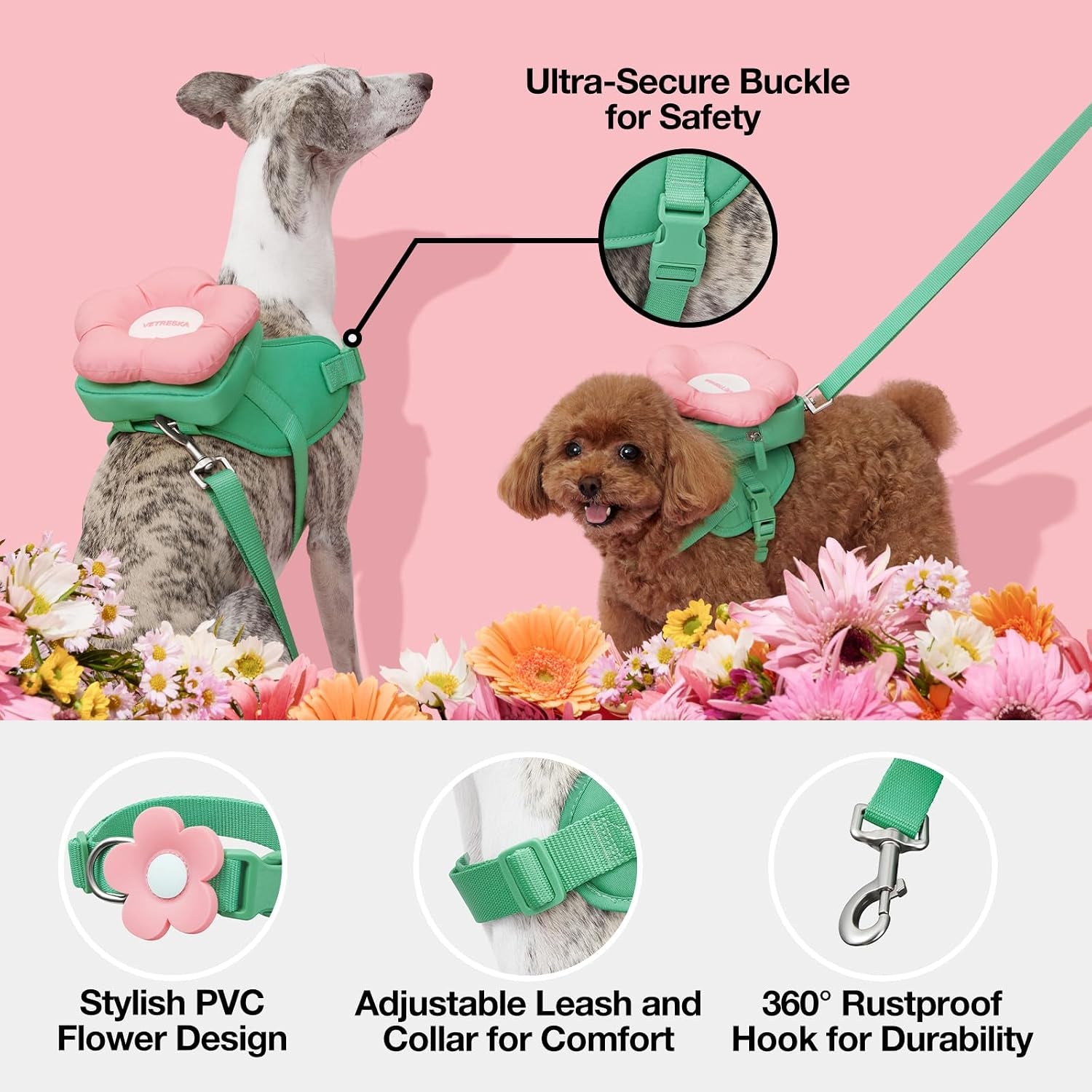 vetreska-flora-dog-harness-leash-and-collar-set-no-pull-vest-harness-l-for-walking-and-training-adjustable-easy-control-and-soft-padded-pet-harness-and-backpack-for-small-medium-large-dogs