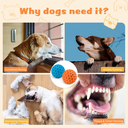 HIPPIH Indestructible Squeaky Dog Toys, Interactive Dog Balls 2 Pack, Chew Toys for Aggressive Chewers, Natural Rubber Puppy Toy for Large/Medium Dogs, Tough Puppy Teething Toy, Relieve Anxiety4