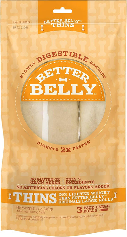 Better Belly Highly Digestible Rawhide Large Roll Chews, 3 Count (Pack of 1)18