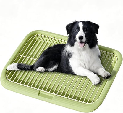Dog Potty Tray Indoor Pet Pee Pad Holder for Small & Medium Dogs, Puppy Training Pad Holder, Pet Toilet Litter Box, Dog Bathroom Tray, Housebreaking Potty Supplies 17.72''Lx12.99''Wx1.97''H(Green)1