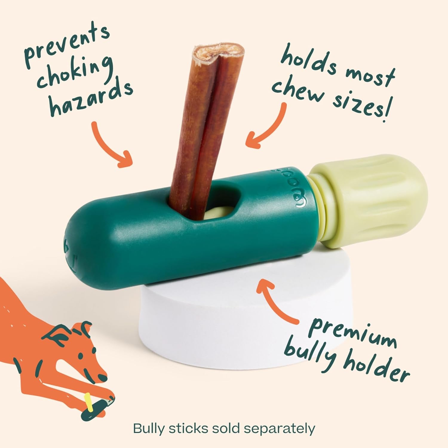 woof-bullysafe-bully-stick-holder-for-dogs-fits-dogs-10-lbs-secures-bully-sticks-extends-chew-time-easy-to-clean-reusable-design