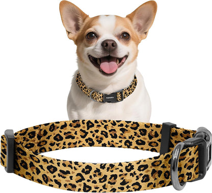 Kazazoo Dog Collar Cute and Soft Nylon Puppy Collar Girl Dogs, Adjustable Purple Dog Collars for Medium Dogs, Purple Flowers-M37