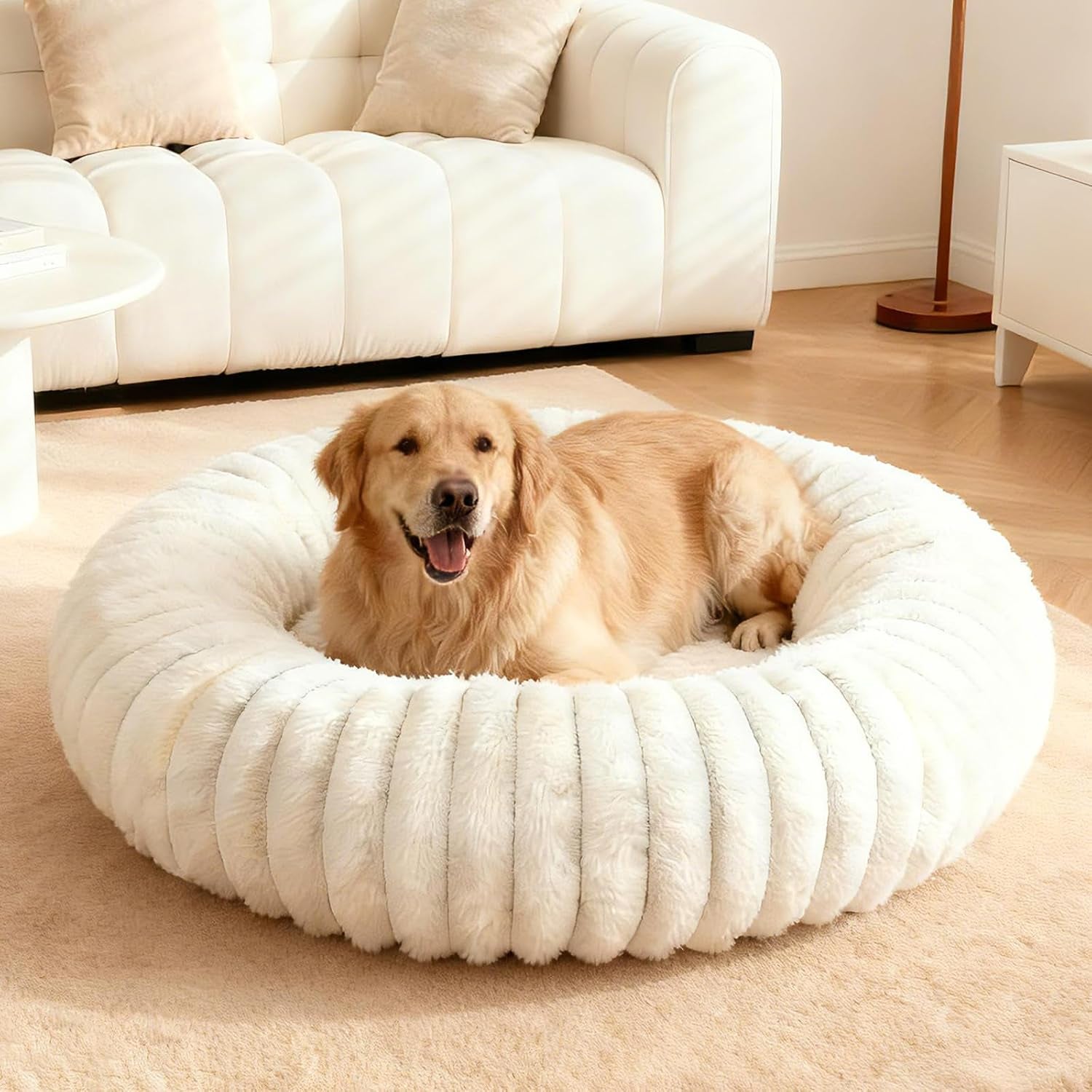 calming-dog-beds-for-large-dogs-faux-fur-donut-cuddler-dog-bed-round-fluffy-pillow-washable-pet-bed-for-dogs-up-to-80lbs-36inch