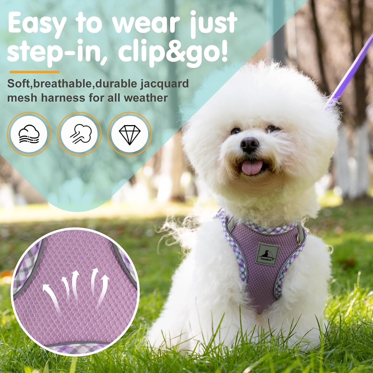 dog-harness-leash-set-no-pull-soft-breathable-small-dog-harness-adjustable-reflective-step-in-vest-for-puppy-kitten-cats