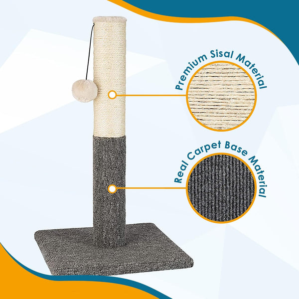 Pawbee 20" Cat Scratching Post with Hanging Ball, Modern Sisal Rope Pole, Scratcher Tower for Indoor Kitten4