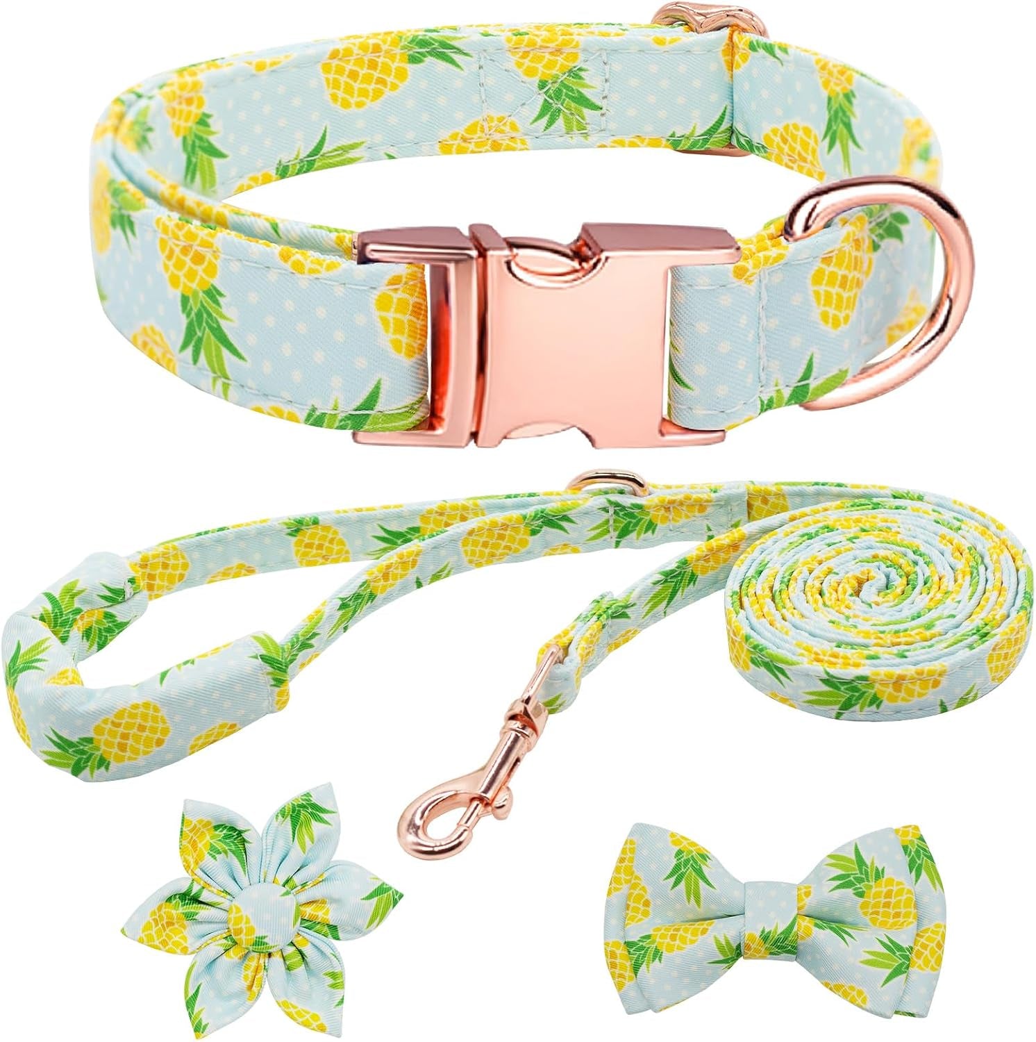dog-collar-and-leash-set-girls-adjustable-puppy-collars-with-floral-bow-tie-for-small-medium-large-female-dogs-orange-flower-s