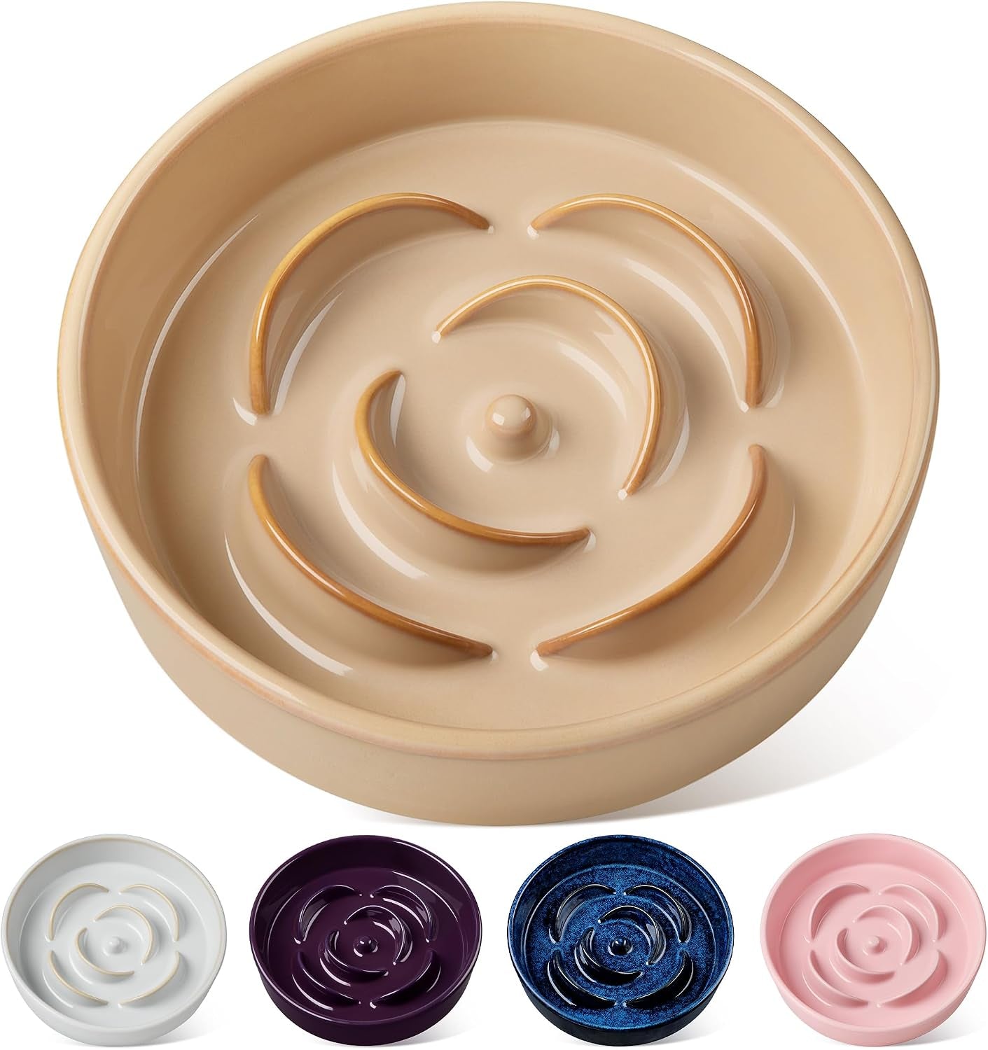 vancasso-slow-feeder-dog-bowl-0-6-cups-ceramic-dog-food-dish-for-fast-eaters-small-breed-puzzle-bowl-for-small-dogs-and-cats-blue