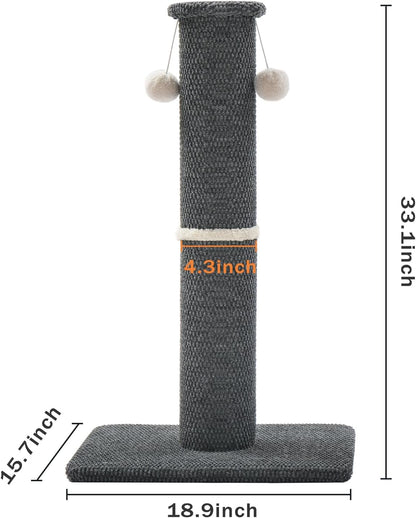 Made4Pets Tall Cat Scratching Post, 33" Modern Cat Scratcher with Hanging Balls, Heavy Duty and Thicker Scratching Post for Indoor Cats Adults, Sturdy Base Cat Scratch Post, Dark Grey6