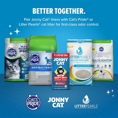 Jonny Cat Litter Box Liners Heavy Duty, Tear & Leak Resistant Jumbo 15Ct7