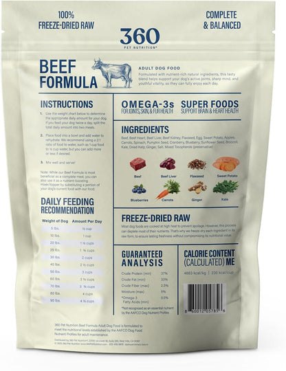 360 Pet Nutrition Freeze-Dried Raw Dog Food – Beef Recipe with Liver & Organs, High Protein with Omega-3S, Fruits, Veggies & Superfoods, Grain-Free, No Fillers, 1 Lb – Made in USA9