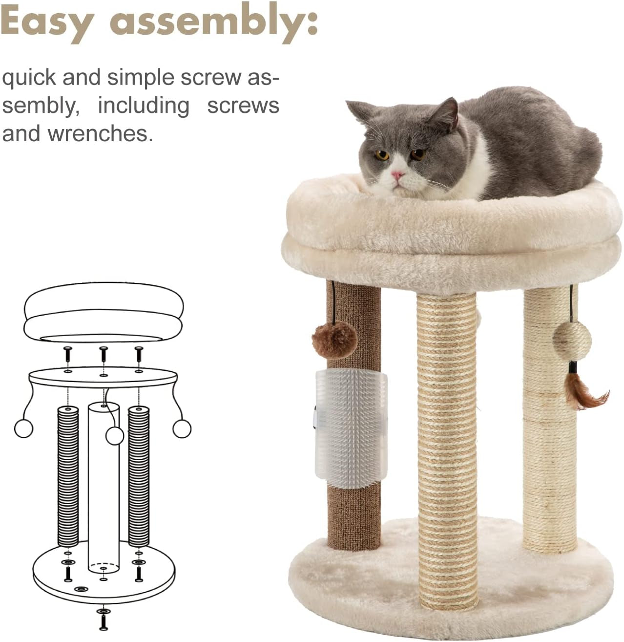 mecool-4in1-small-cat-tree-scratching-post-with-tower-soft-bed-sisal-carpet-jute-posts-with-three-hanging-ball-toys-and-massage-brush-for-indoor-cats-and-kittens