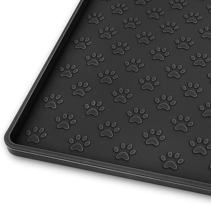 Ptlom Pet Placemat for Dog and Cat, Mat for Prevent Food and Water Overflow, Suitable for Small, Medium and Big Pet, 18" 12", Grey, Silicone14
