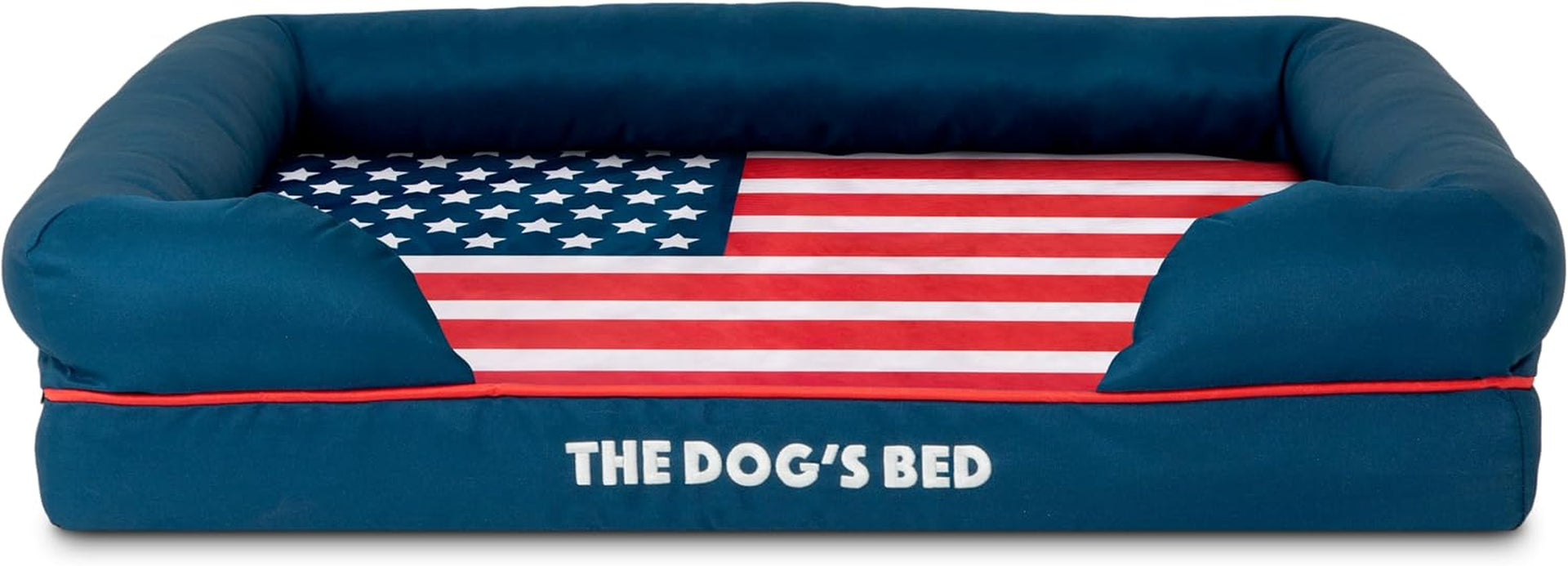 the-dog-s-bed-orthopedic-memory-foam-dog-bed-with-bolsters-for-large-dogs-high-density-support-mattress-low-front-entry-removable-washable-cover-oxford-fabric-blue-with-dark-red-trim-large