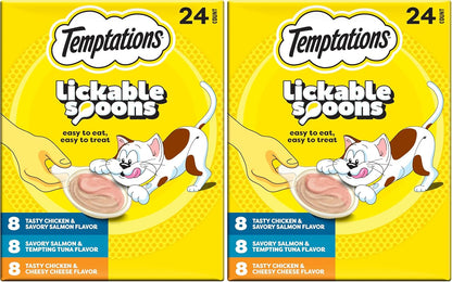 Temptations Lickable Spoons Wet Cat Treats, Variety Pack, 24 Count | Two Irresistible Flavors per Spoon, Mess-Free Creamy Puree, Hand-Feed for Bonding, Use as Treat or Food Topper, Adult Cats14