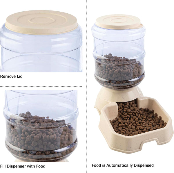 Automatic Cat Feeder and Water Dispenser - 2-Pack 3.8L/1G Dog Food and Water Bowl - Gravity Automatic Water Dispenser for Dogs and Cats by PETMAKER8