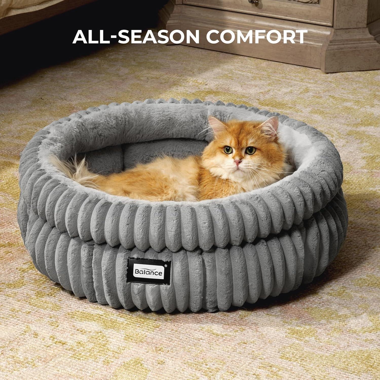 fluffy-orange-cat-resting-in-cozy-gray-corduroy-pet-bed-for-all-season-comfort
