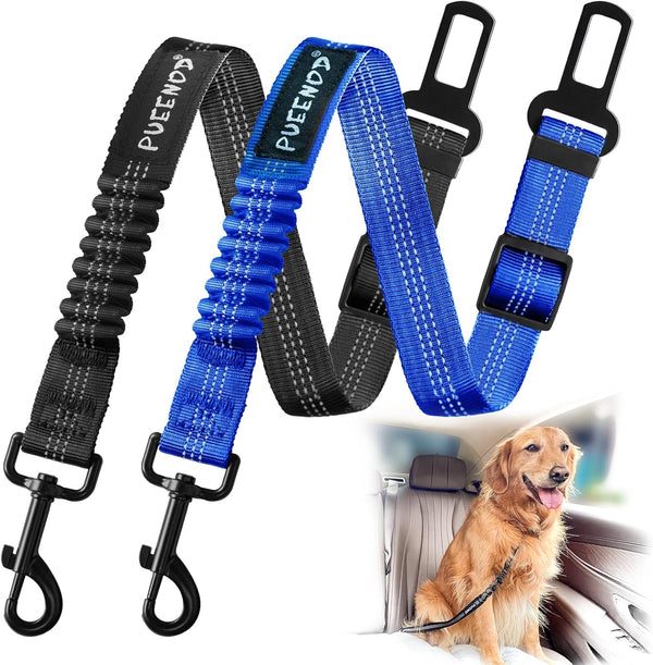 2 Pack Dog Seat Belt Adjustable Dog Car Seatbelts for Vehicle Nylon Pet Safety Seat Belt with Elastic Bungee Buffer Reflective & Durable Car Harness for Dogs11