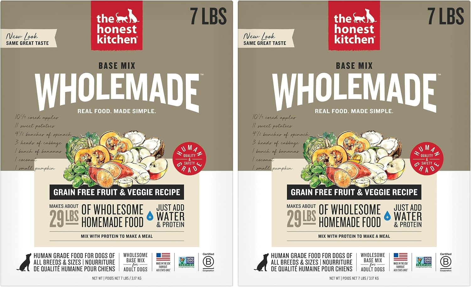 the-honest-kitchen-wholemade-grain-free-dog-food-base-mix-veggie-fruit-human-grade-easy-homemade-dog-food-starter-just-add-water-topper-for-dry-or-wet-dog-food-7-lb-bag-makes-28-lbs