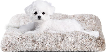EHEYCIGA Fluffy Dog Crate Bed for Extra Large Dogs, Plush Faux Fur Pad, Calming anti Anxiety XL Bed for Crate, Washable Soft Warm Dog Mat with Non-Slip Bottom, Grey26