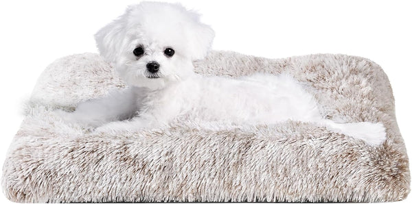 EHEYCIGA Fluffy Dog Crate Bed for Extra Large Dogs, Plush Faux Fur Pad, Calming anti Anxiety XL Bed for Crate, Washable Soft Warm Dog Mat with Non-Slip Bottom, Grey26