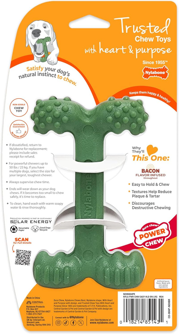 Nylabone Power Chew Easy Hold Bone Dog Chew Toy, Bacon Flavor, Large | Teeth-Cleaning Textures, Easy to Hold, Durable Dog Toy for Aggressive Chewers up to 50 Lbs, Discourages Destructive Chewing11