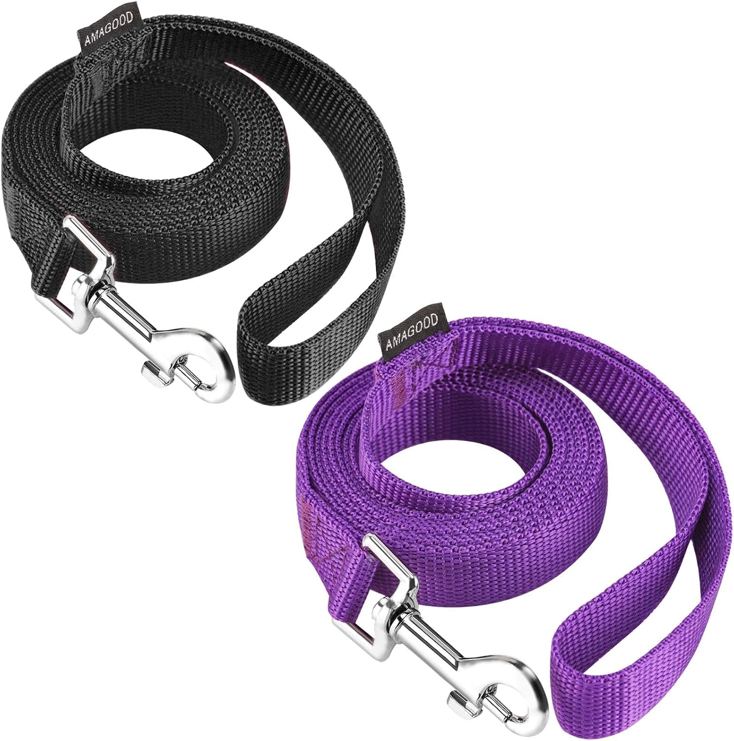 amagood-6-ft-puppy-leash-strong-traditional-style-with-easy-to-use-collar-hook-great-for-small-medium-and-large-dogs-5-8in-x-6-ft-purple