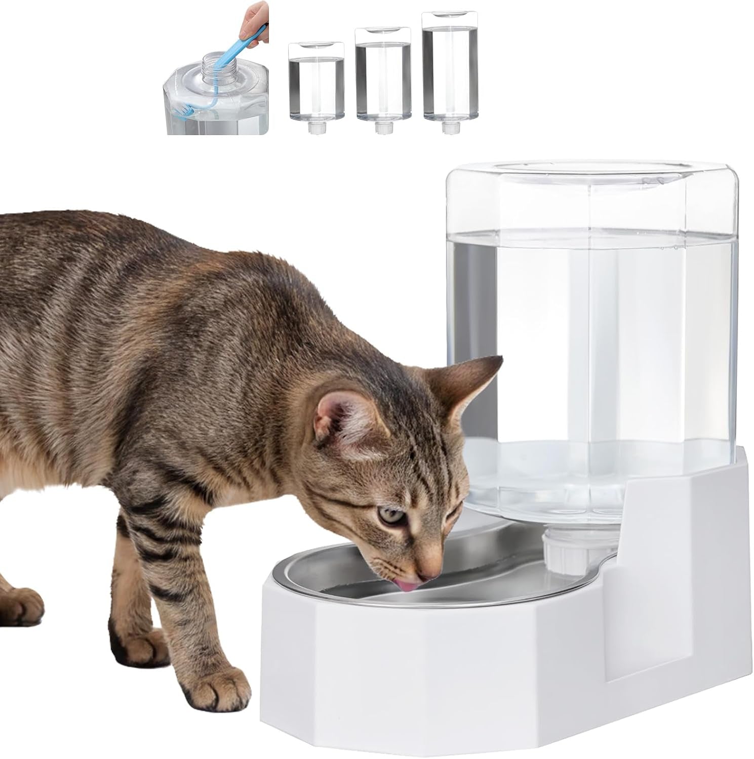 sfozstra-5l-cat-gravity-water-bowl-dispenser-stainless-steel-bowl-no-power-needed-no-filter-required-spill-proof-design-easy-cleaning-cats-small-dogs-home-crate-area-travel
