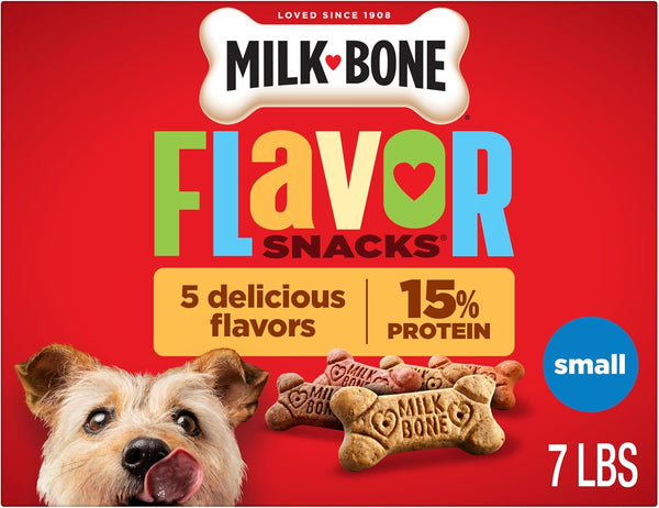 Milk-Bone Flavor Snacks Mini’S Dog Biscuits, Flavored Crunchy Dog Treats, 36 Oz. Canister | 5 Calories per Treat, 15% Protein, 3 Flavors per Canister (Beef, Chicken & Bacon, Naturally & Artificially Flavored)16