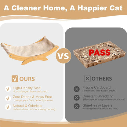Large Cat Scratcher Bed, Wood Cat Couch & Sisal Scratching Board, Sturdy Cat Hammock & Scratch Pad Lounge for Indoor Cats, Multi-Cat Furniture for Deep Sleep3