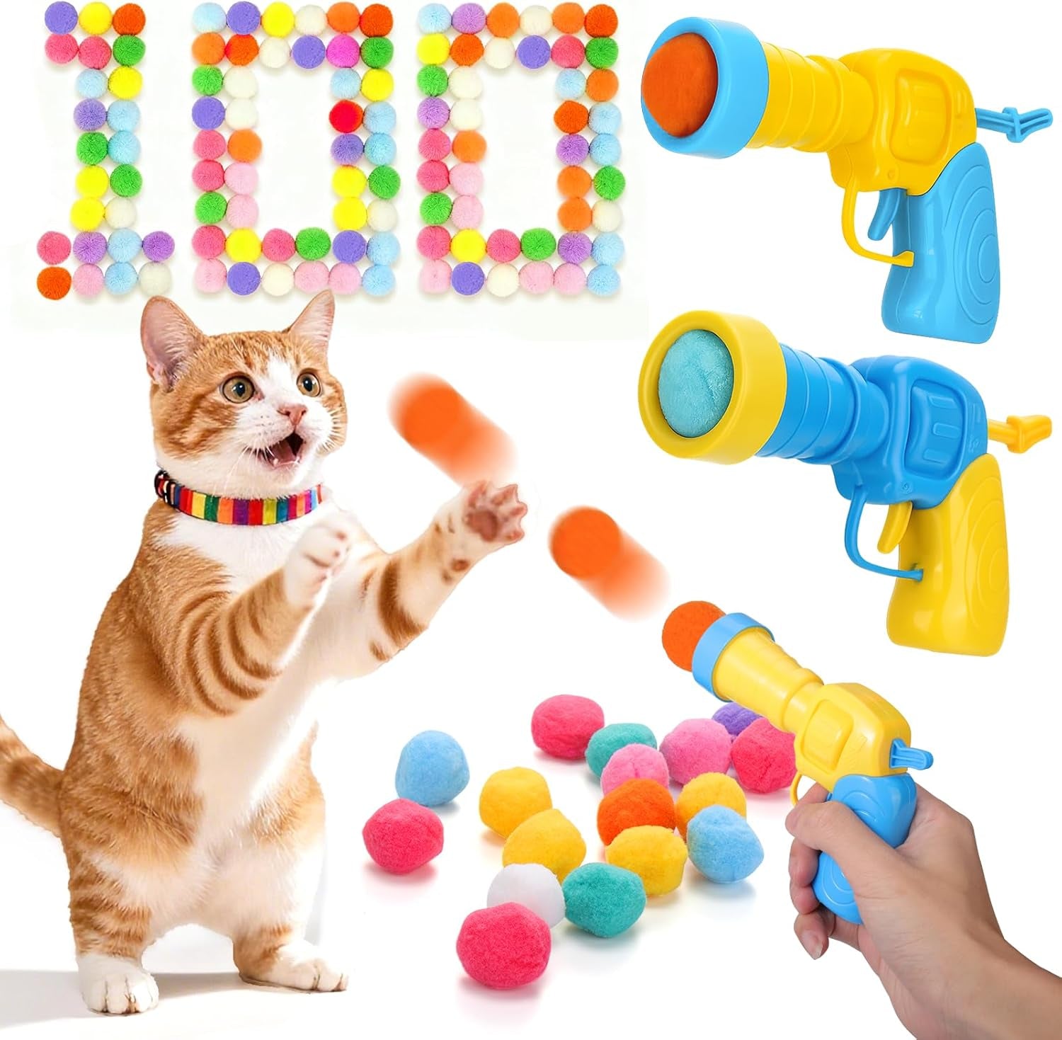 mity-rain-102pcs-cat-ball-launchers-pom-pom-balls-interactive-cat-toy-set-safe-soft-plush-kitten-toys-for-indoor-cats-fun-kitten-toys-for-endless-active-play-christmas