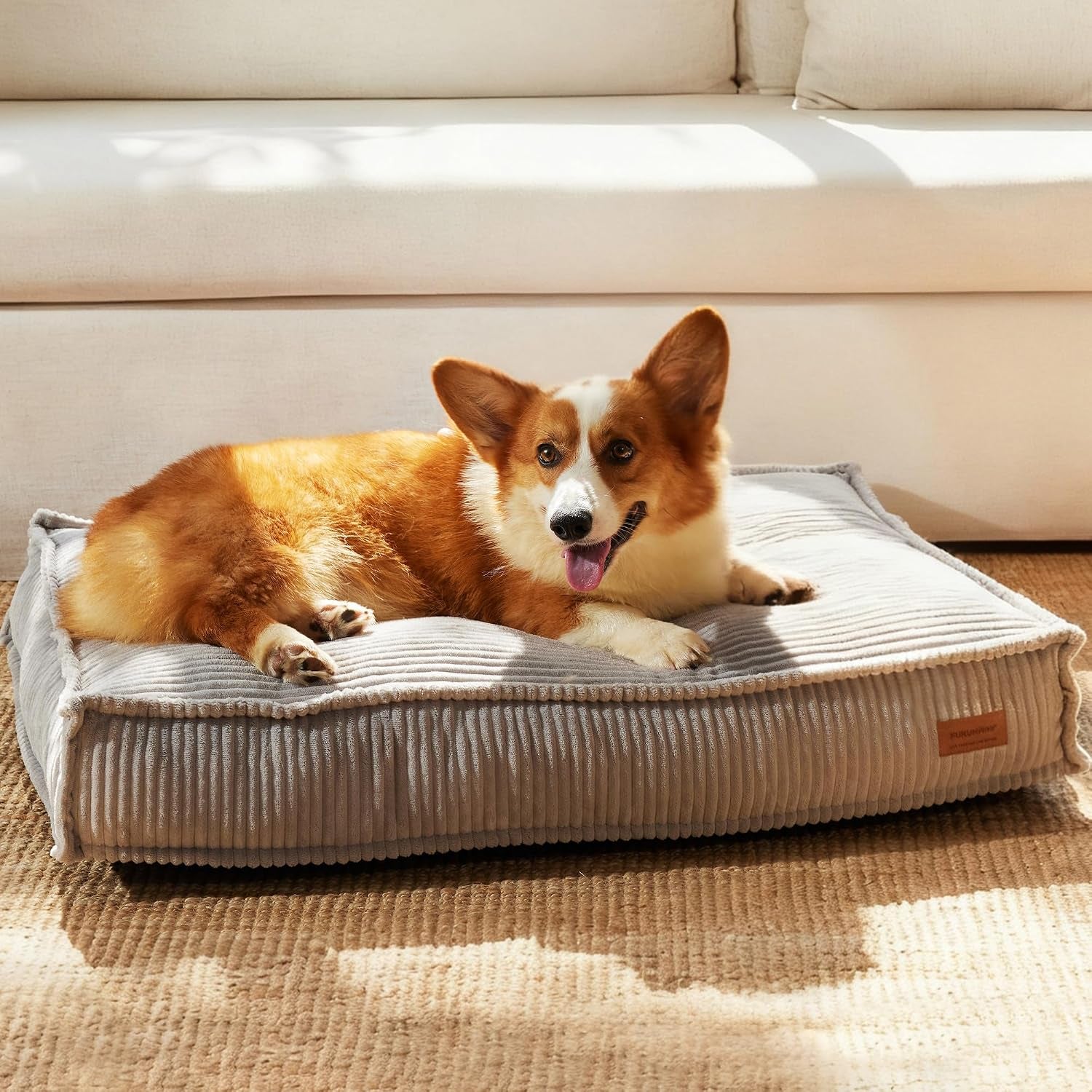 fukumaru-5-5-inch-thick-dog-bed-mat-washable-cat-bed-with-waterproof-lining-orthopedic-dog-beds-for-senior-dogs-cozy-flat-dog-kennel-bed-for-crate-non-slip-pet-pillow-bed-grey