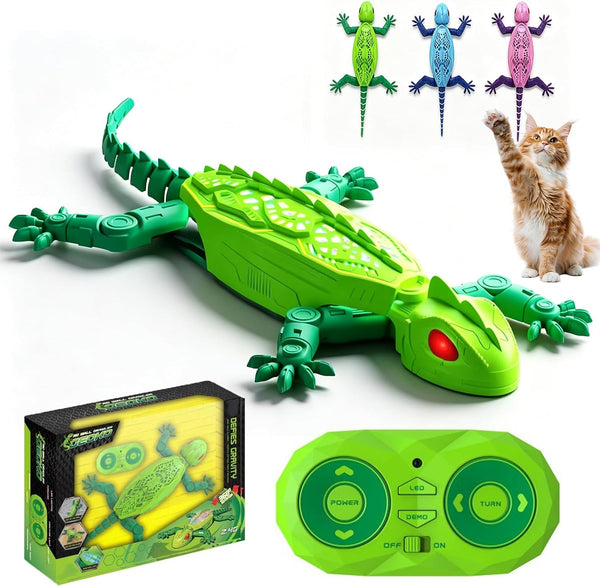Remote Control Climbing Gecko Toy for Cats, Climbing Gecko Cat Toy That Climbs the Wall (Green)1