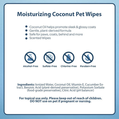 Best Pet Supplies Cleaning Dog Wipes - Moisturizing Coconut 100 Count | Coconut Scented, Large 8X9" Pet Wipes, Vitamin E, Puppy & Cat Safe, Gentle Grooming, Resealable Pouch Prevents Drying5