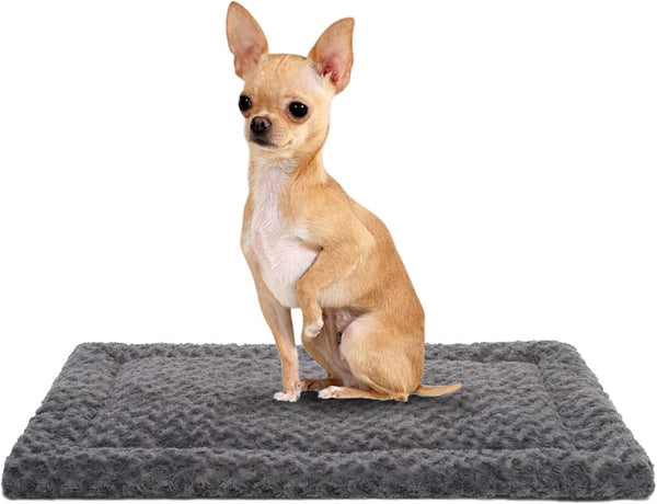Washable Dog Bed Mat Ultra Soft Dog Crate Pad Comfy Fluffy Pet Kennel Beds Sleeping Mattress for Large Jumbo Medium Small Dogs, 36 X 23 Inch, Gray9