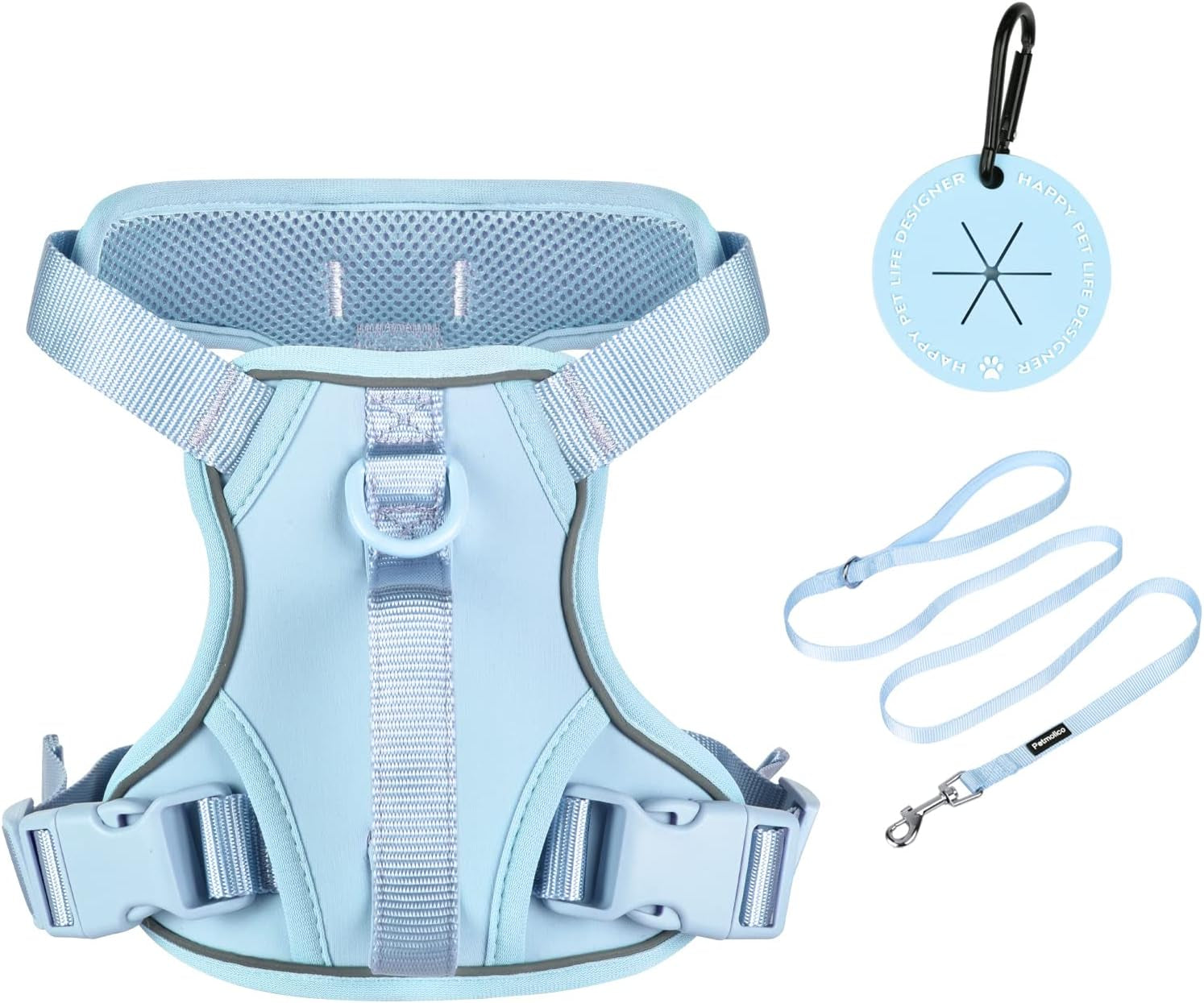 petmolico-no-pull-cute-dog-harness-reflective-light-blue-small-set-includes-leash-waste-bag-holder-2-clips-handle-soft-comfy-fit-adjustable-ideal-for-daily-walks-travel