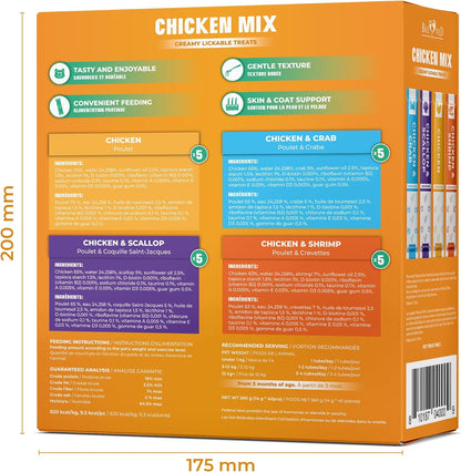 Beloved Pets Creamy Lickable Cat Treats & Wet Food Squeeze Tubes – Liquid Kitten Snacks, Skin & Coat Health, Multivitamin Treats for Cats, & Small Dogs, Lick up Chicken Mix (40 Sticks)8