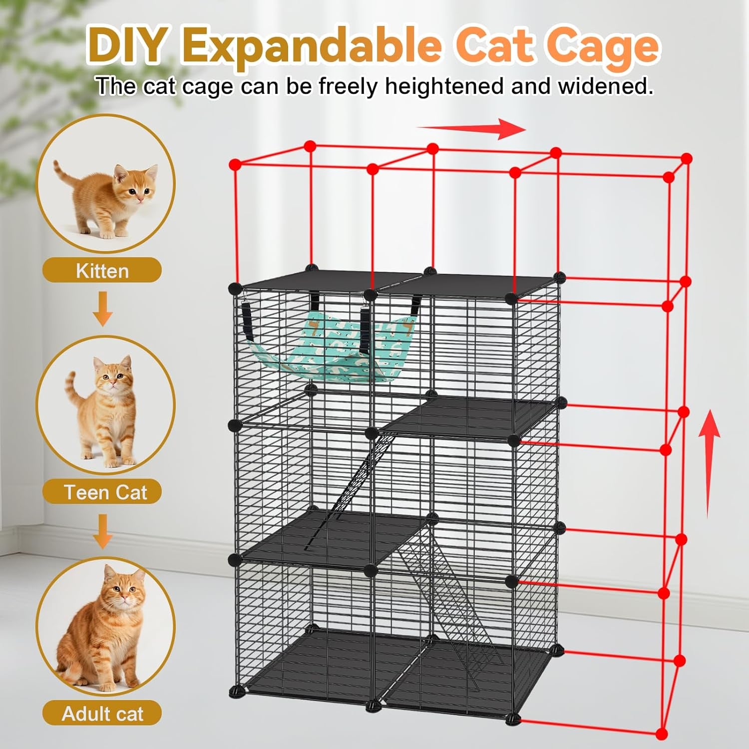 viscoo-cat-cagefor-kitten-3-tier-diy-catio-cat-enclosures-24x16x-36-cat-playpen-indoor-outdoor-with-hammock-detachable-metal-wire-cats-crate-exercise-place-for-squirrel-ferret
