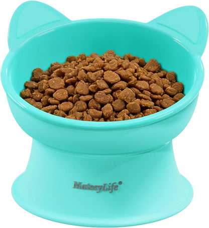 Mateeylife 2 Pack Elevated Cat Food Bowls for Indoor Cats & Kittens | Raised Food and Water Bowl Set, Whisker Friendly & anti Vomit Feeding Pet Bowls, 6 Oz Each, Dishwasher Safe - White & Grey11