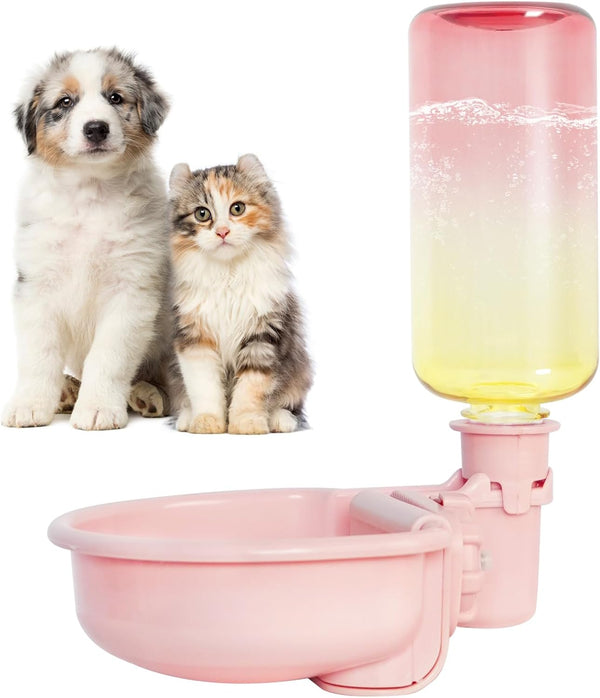 VANNON Gravity Pet Water Bowl, 16Oz Anti-Splash Crate Dispenser, Grey | Anti-Splash Gravity Water Bowl with a Floating Disk Helps Reduce Spills While Keeping Water Cleaner for Everyday Hydration.15