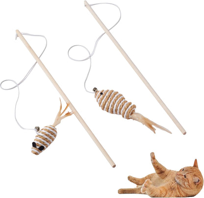 NOWFRESH Cat Wand Toy Set, 2 PCS Interactive Cat Teaser Wands with Cute Bee & Mouse Designs, Equipped with Bells and Streamers to Captivate Your Cat’S Attention12