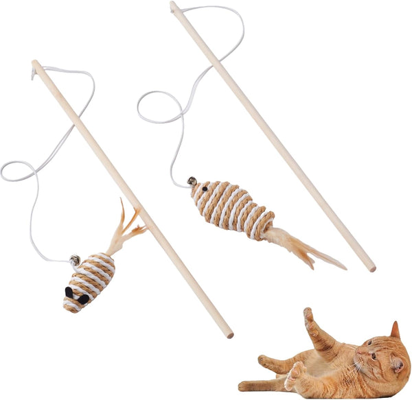 NOWFRESH Cat Wand Toy Set, 2 PCS Interactive Cat Teaser Wands with Cute Bee & Mouse Designs, Equipped with Bells and Streamers to Captivate Your Cat’S Attention12