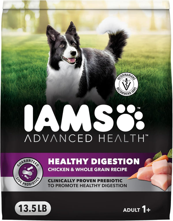 IAMS Advanced Health Healthy Digestion Dry Dog Food, Chicken, 13.5 Lb | Real Farm-Raised Chicken #1 Ingredient, 0% Fillers, Natural Fiber & Prebiotics, Supports Digestive Health1