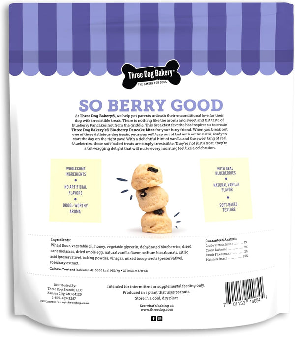 Three Dog Bakery Blueberry Pancake Bites for Dogs - 25 Oz Bag | Soft Baked Training Treats for Dogs - Blueberry Dog Treats2